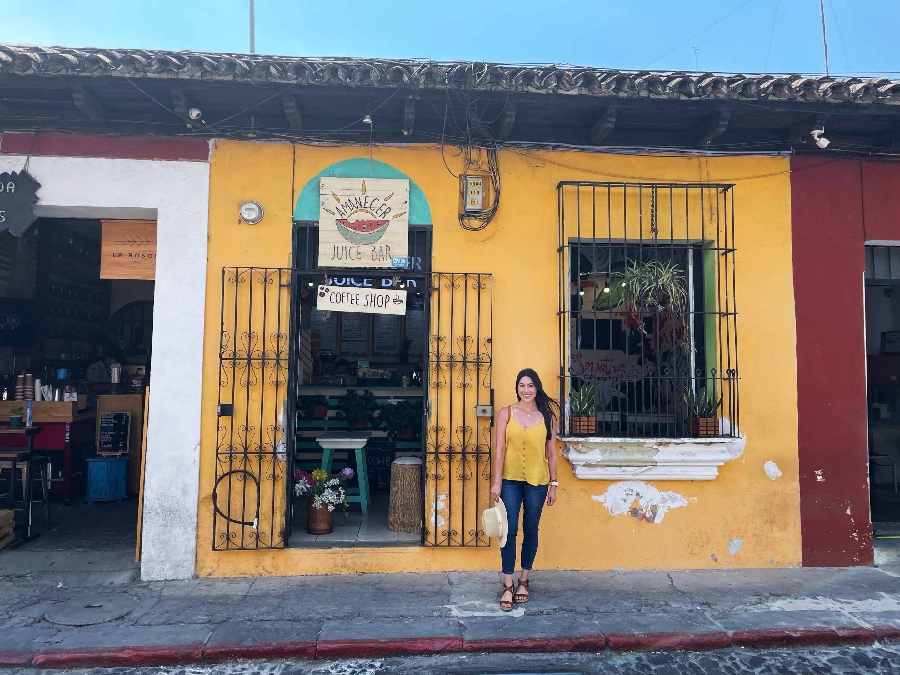 Visiting a cafe in Antigua, Guatemala