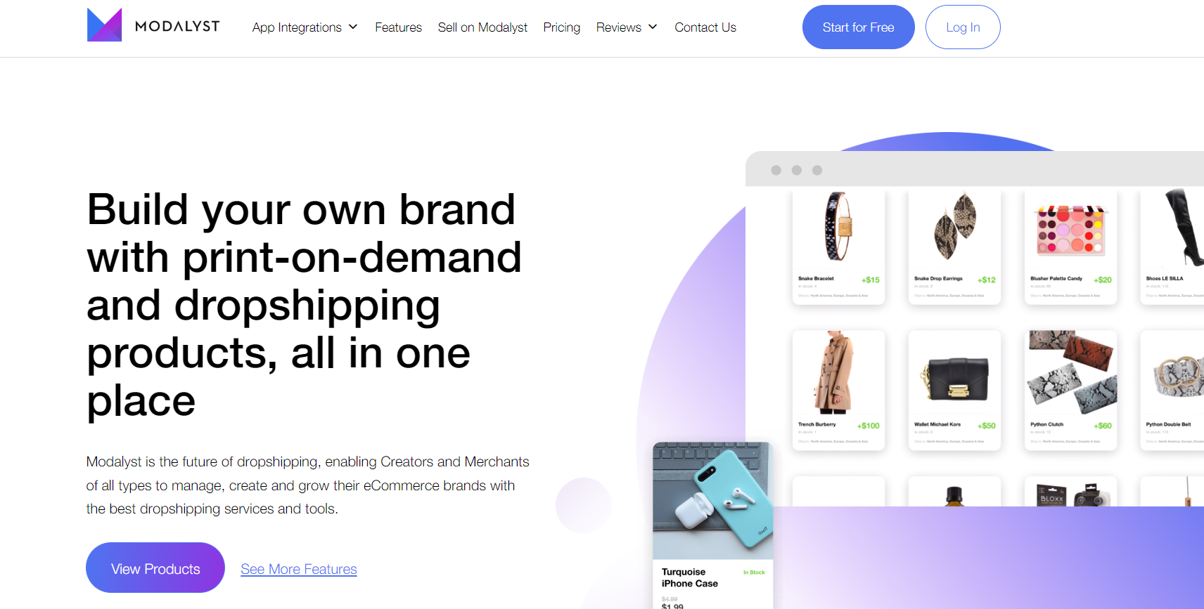 Modalyst is an automated dropshipping app that includes products from luxury brands like Calvin Klein and Dolce & Gabbana.