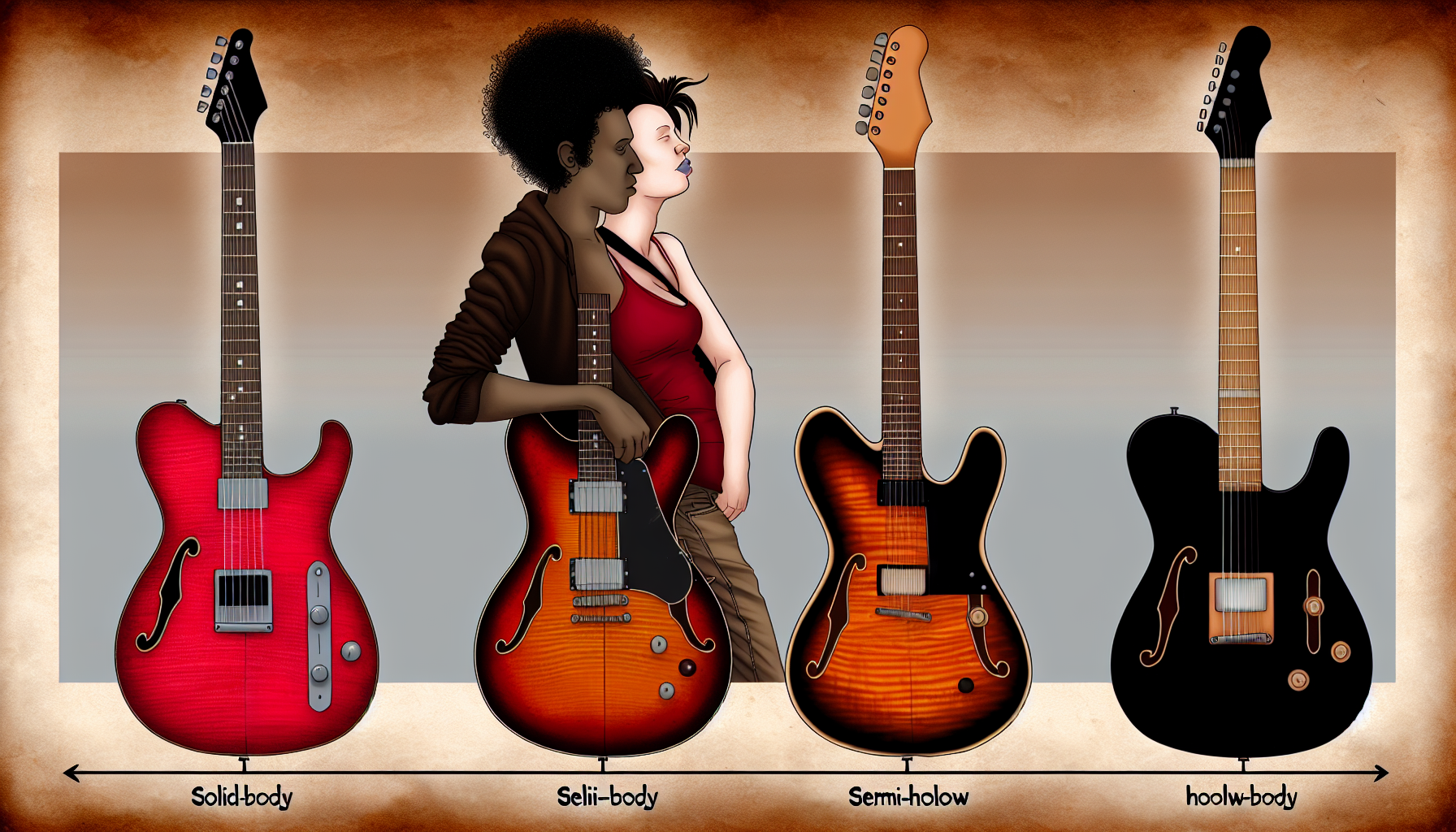 Variety of electric guitar body styles