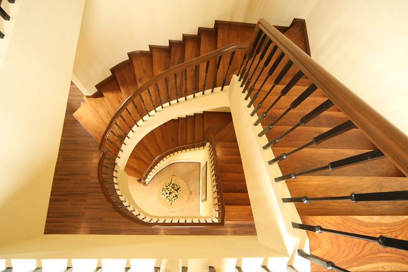 A spiral stairs design inside one of the model units of Amore at Portofino