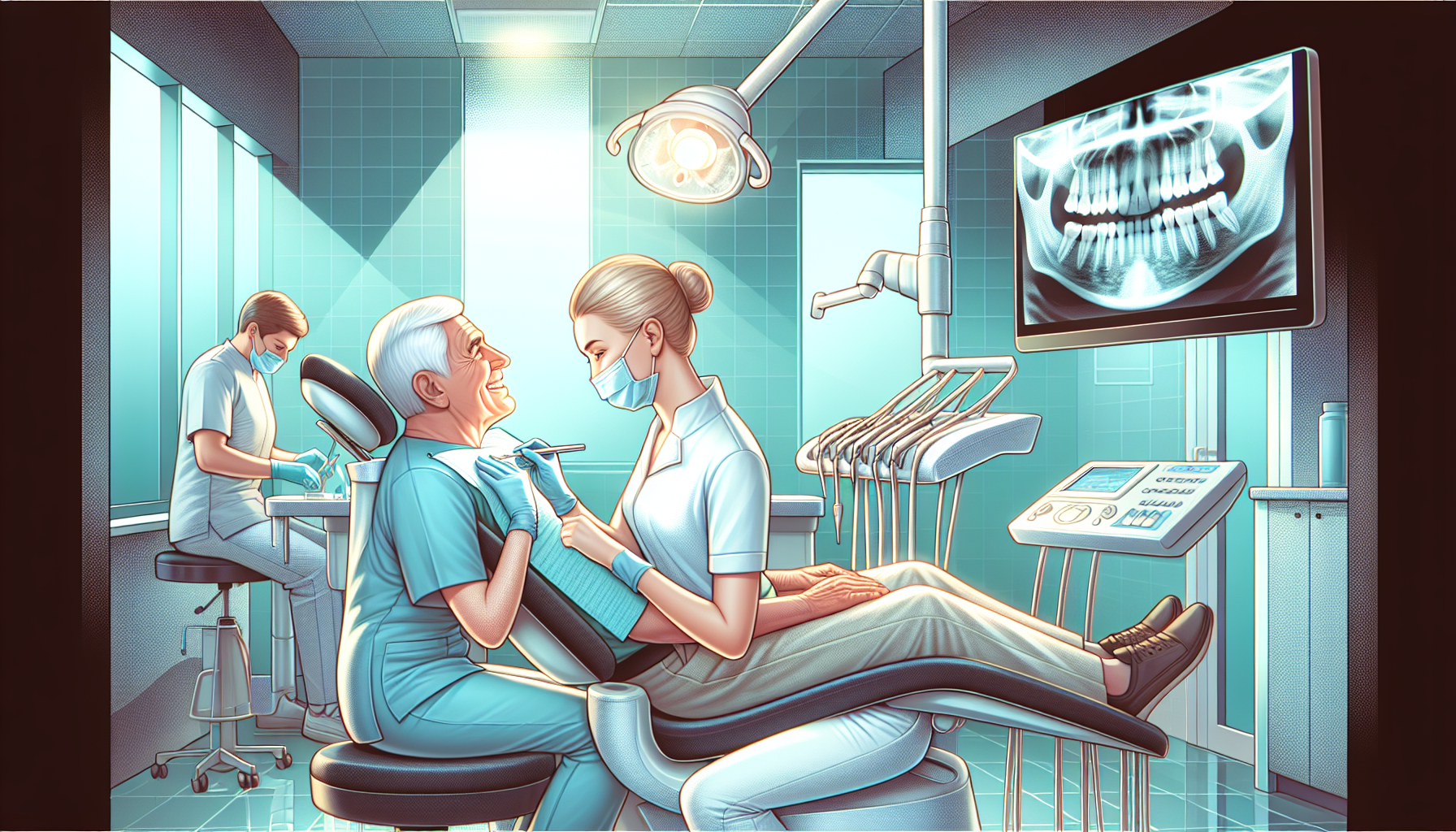 Illustration of routine dental care procedures