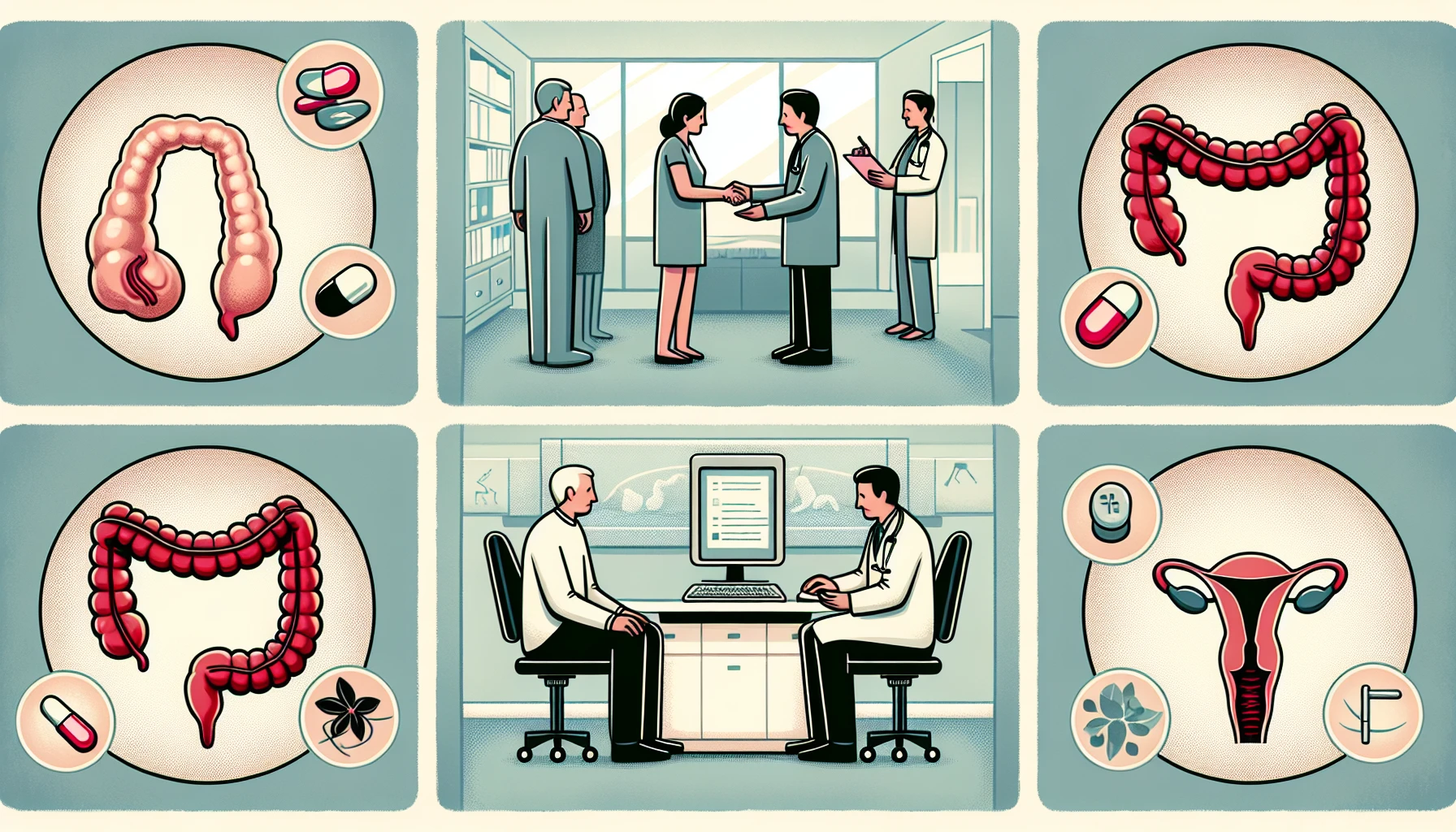 Illustration of treatment options for colon cancer