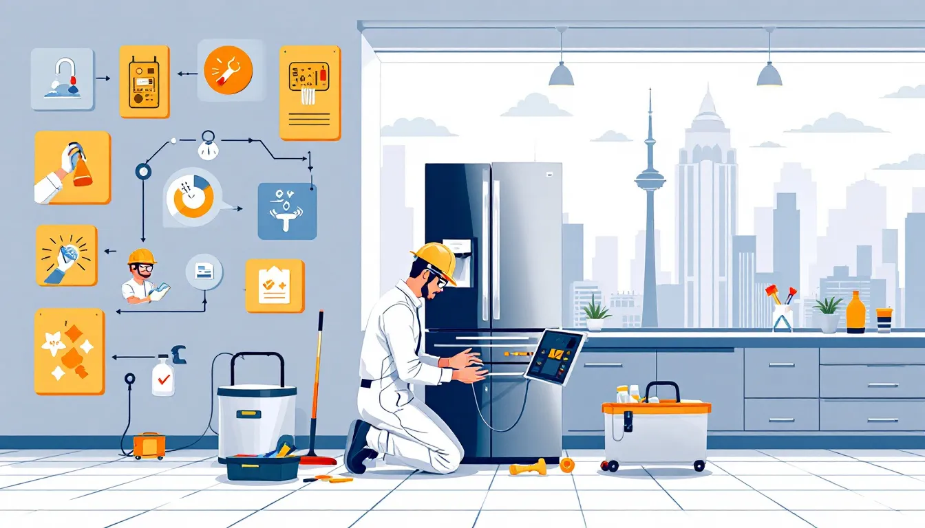 A technician working on an appliance repair in Lansing, MI.