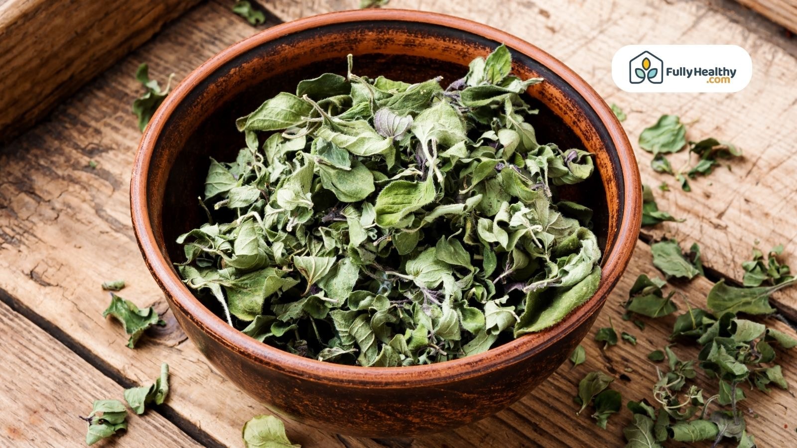 Bowl of dried Mexican oregano leaves
