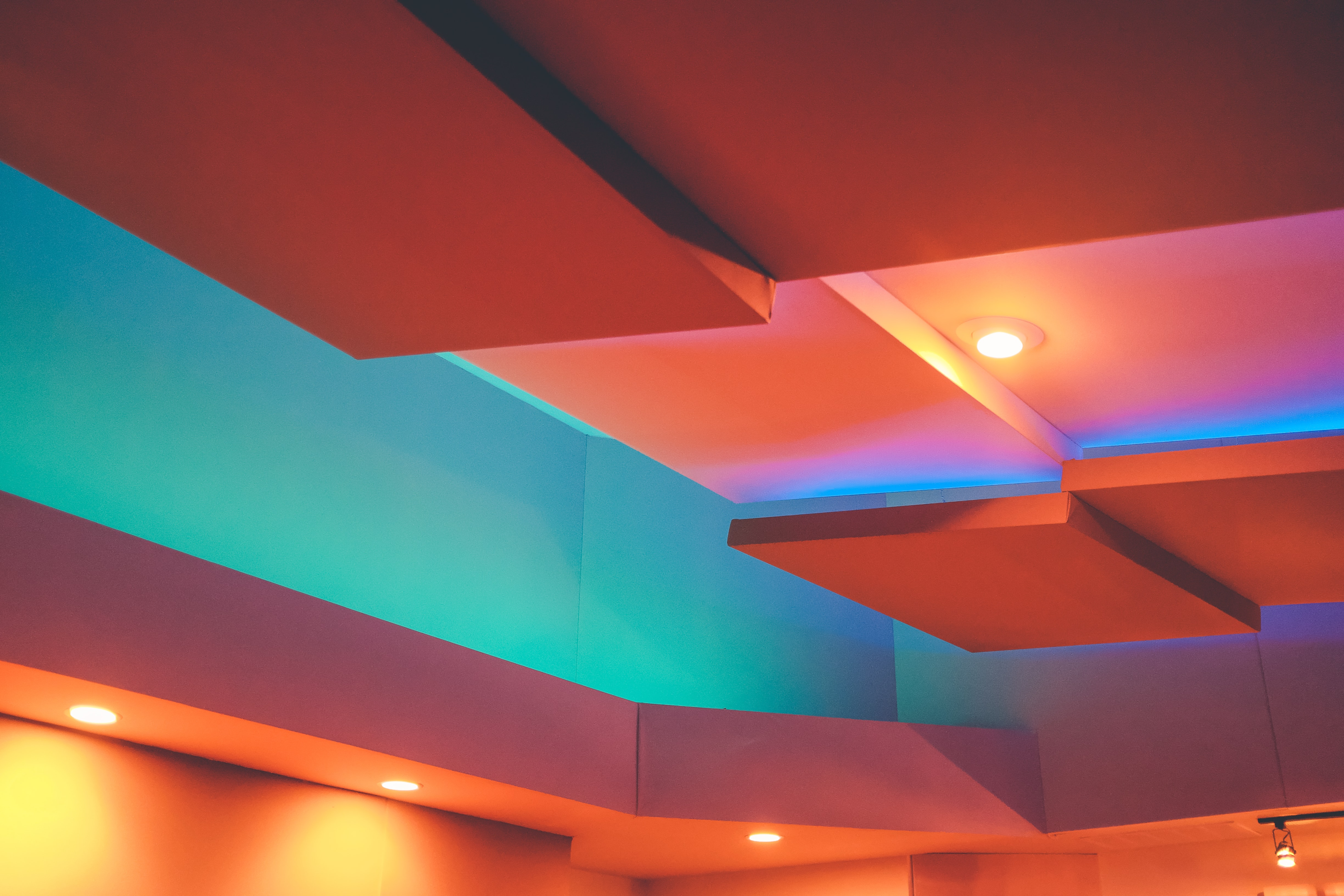 Colorful ceiling with lights