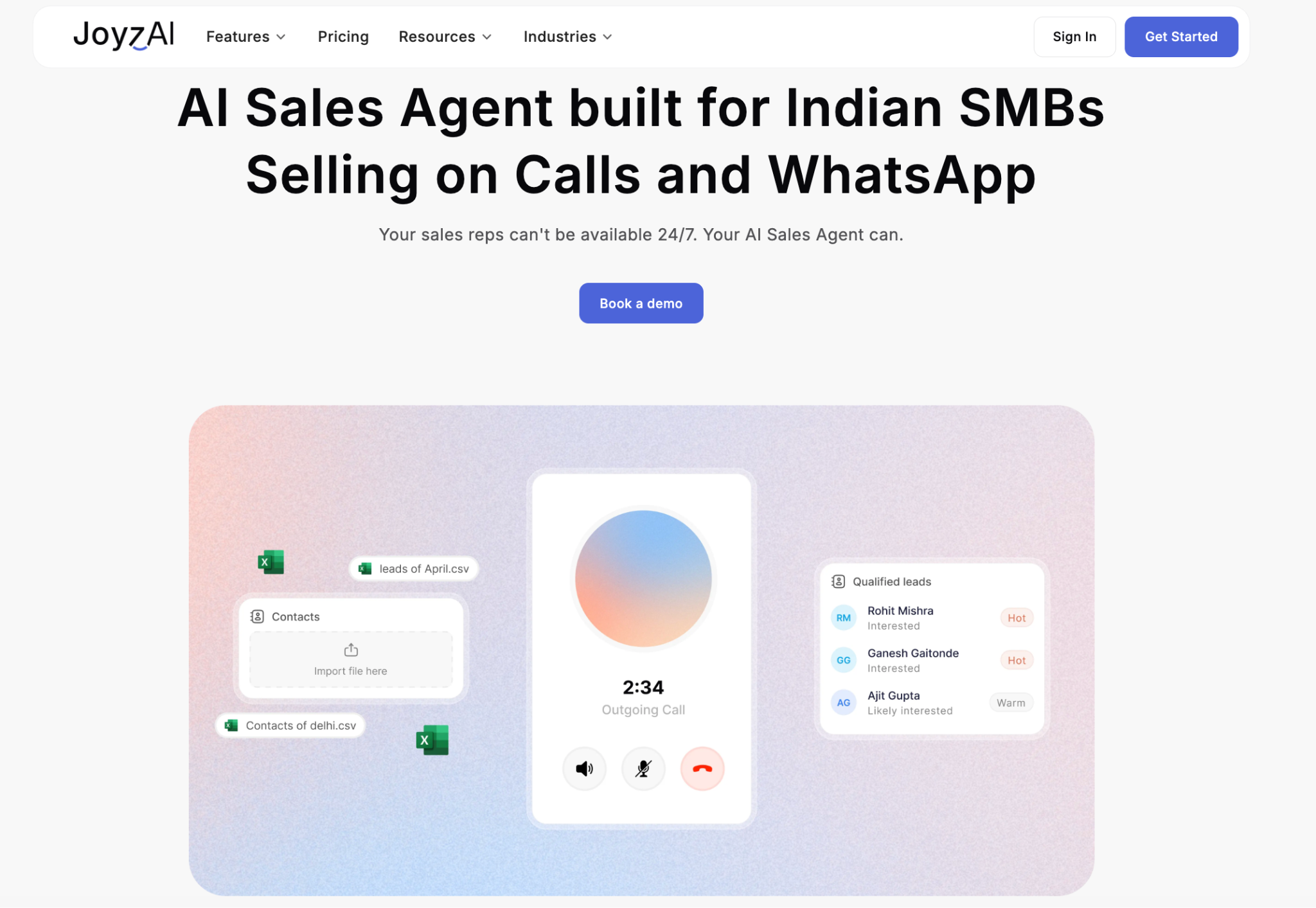 JoyzAI calling agent for Indian SMBs