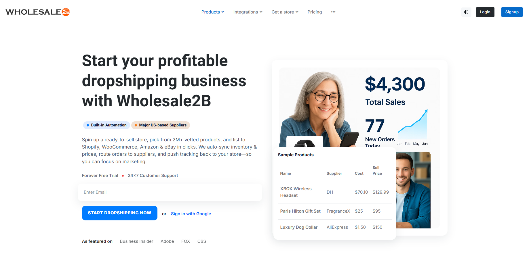 finding dropshipping suppliers and product categories with wholesale2b