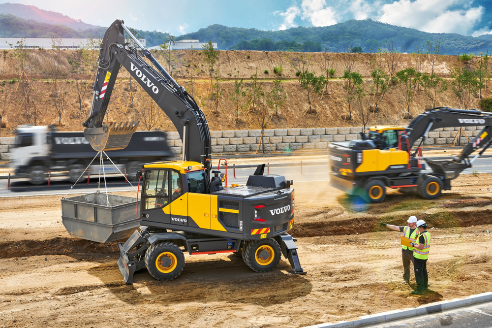 volvo wheeled excavators models switch weight safety market reliability