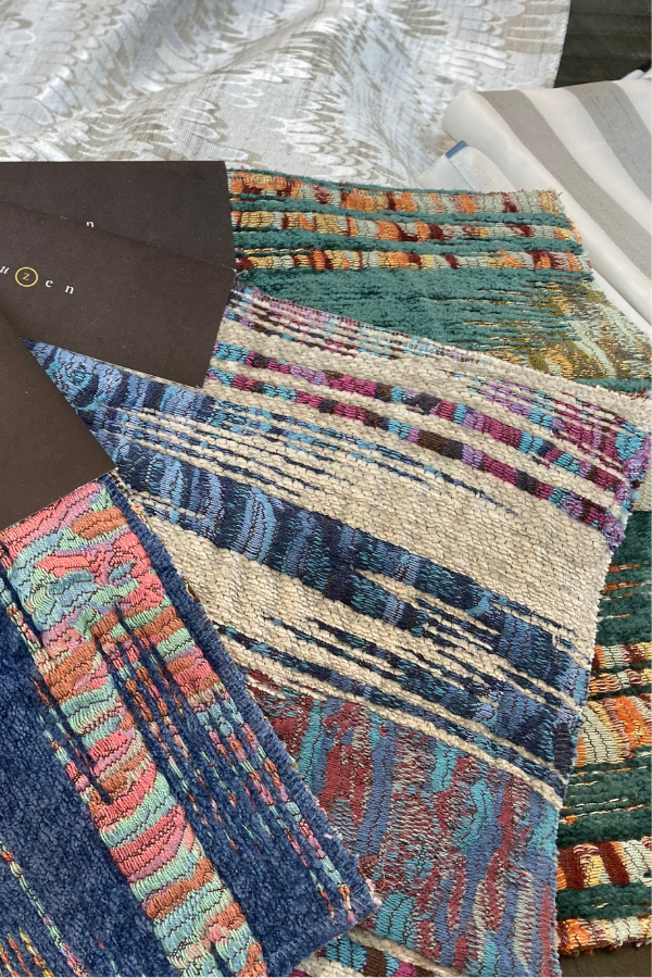 an assortment of bold textiles