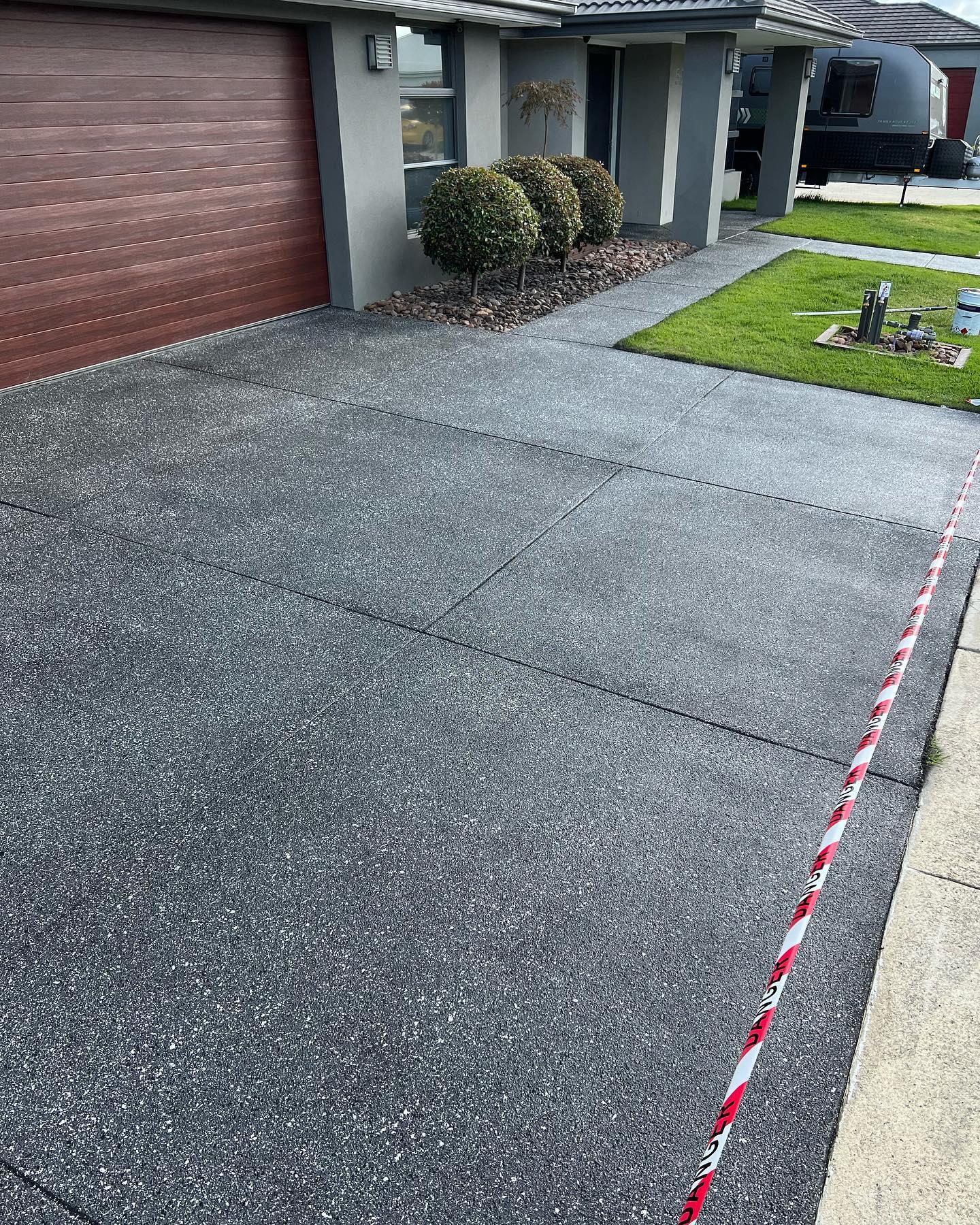 Concrete resurfacing Pakenham – driveway finished with imitation exposed aggregate coating and protective sealer for durability and grip.