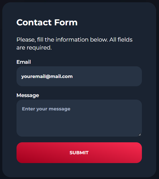 Winorio online casino contact form