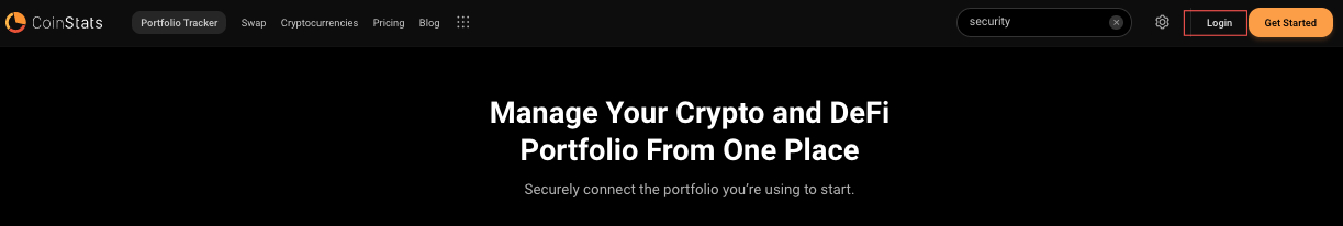 Coinstats home screen