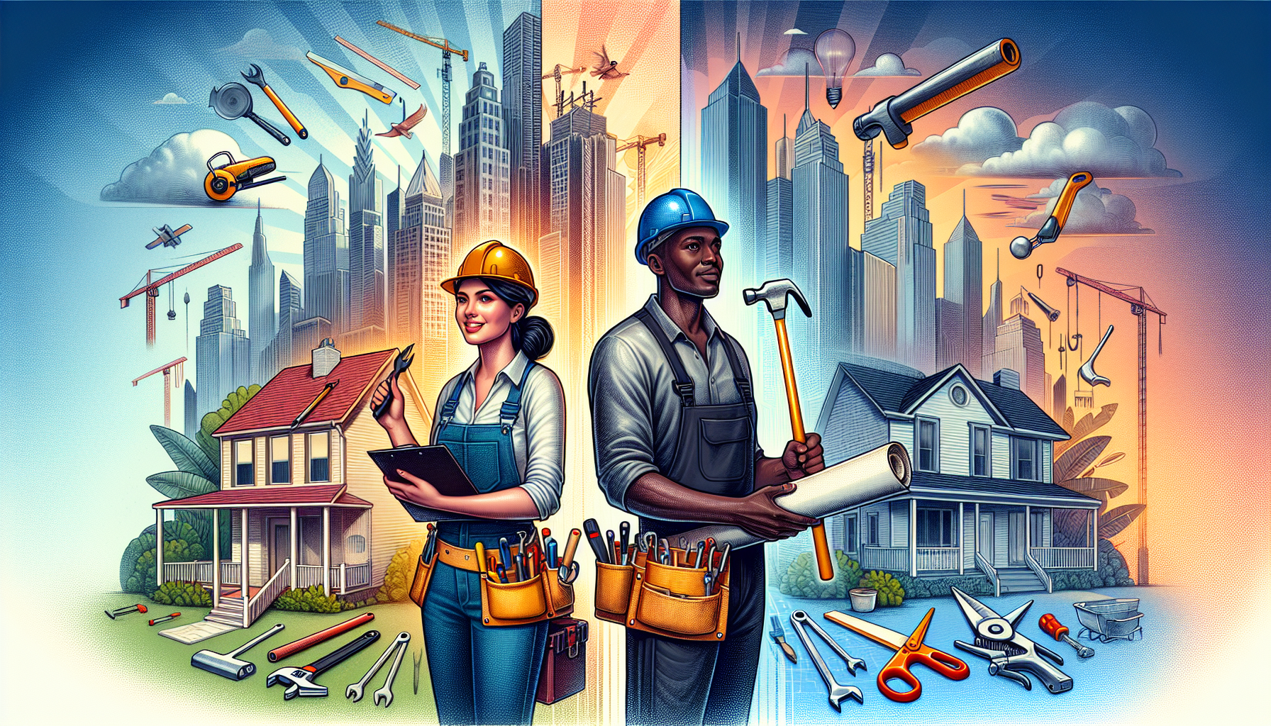 An illustration showcasing different types of general contractors.