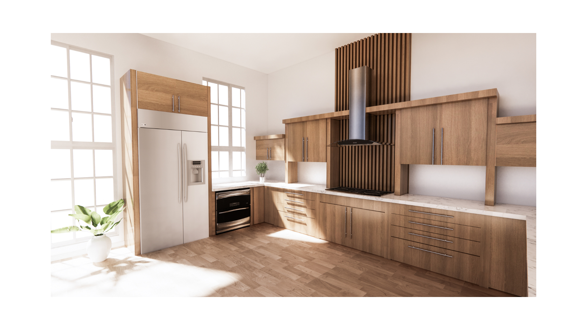 intergrated fridge in modern kitchen design
