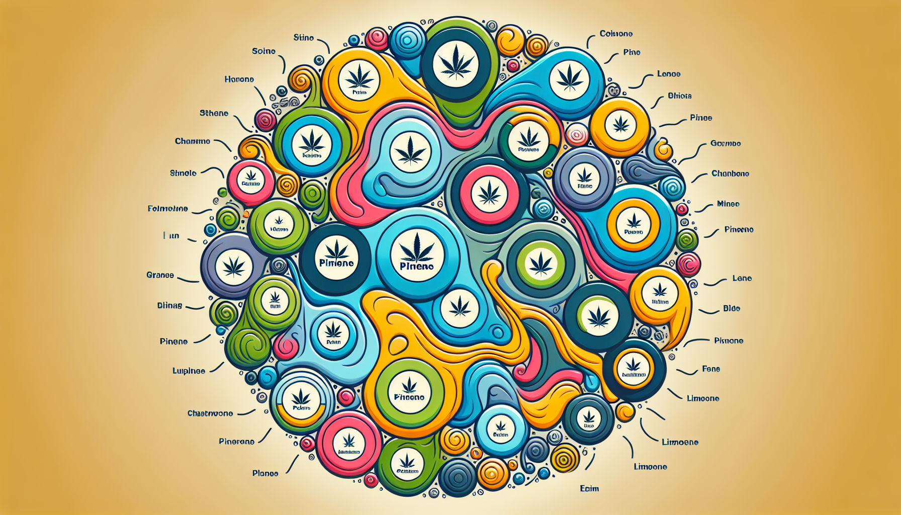 Illustration of terpene chart with common cannabis terpenes