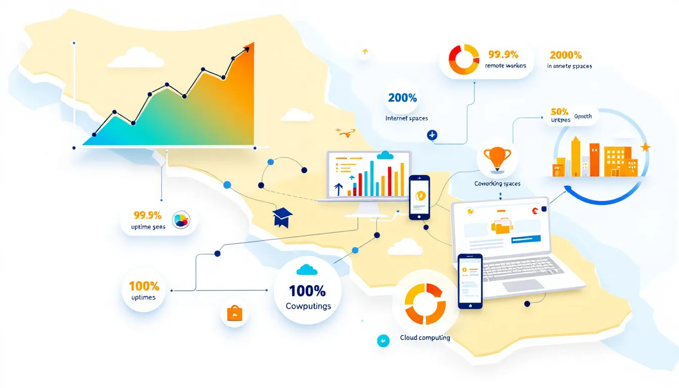 An illustration of utilities and internet services available for digital nomads in Playa Del Carmen.