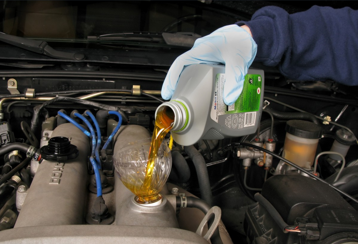 A car with fresh fluids in its fuel system