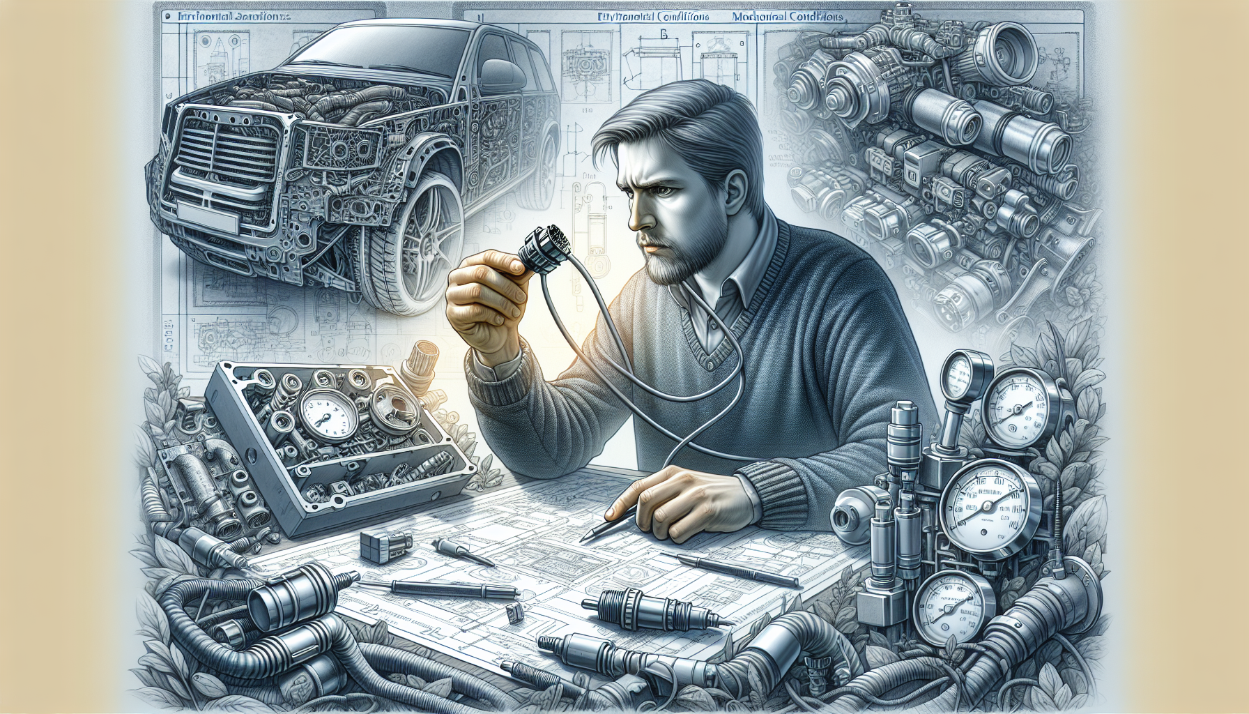 Illustration of a person assessing vehicle connector needs