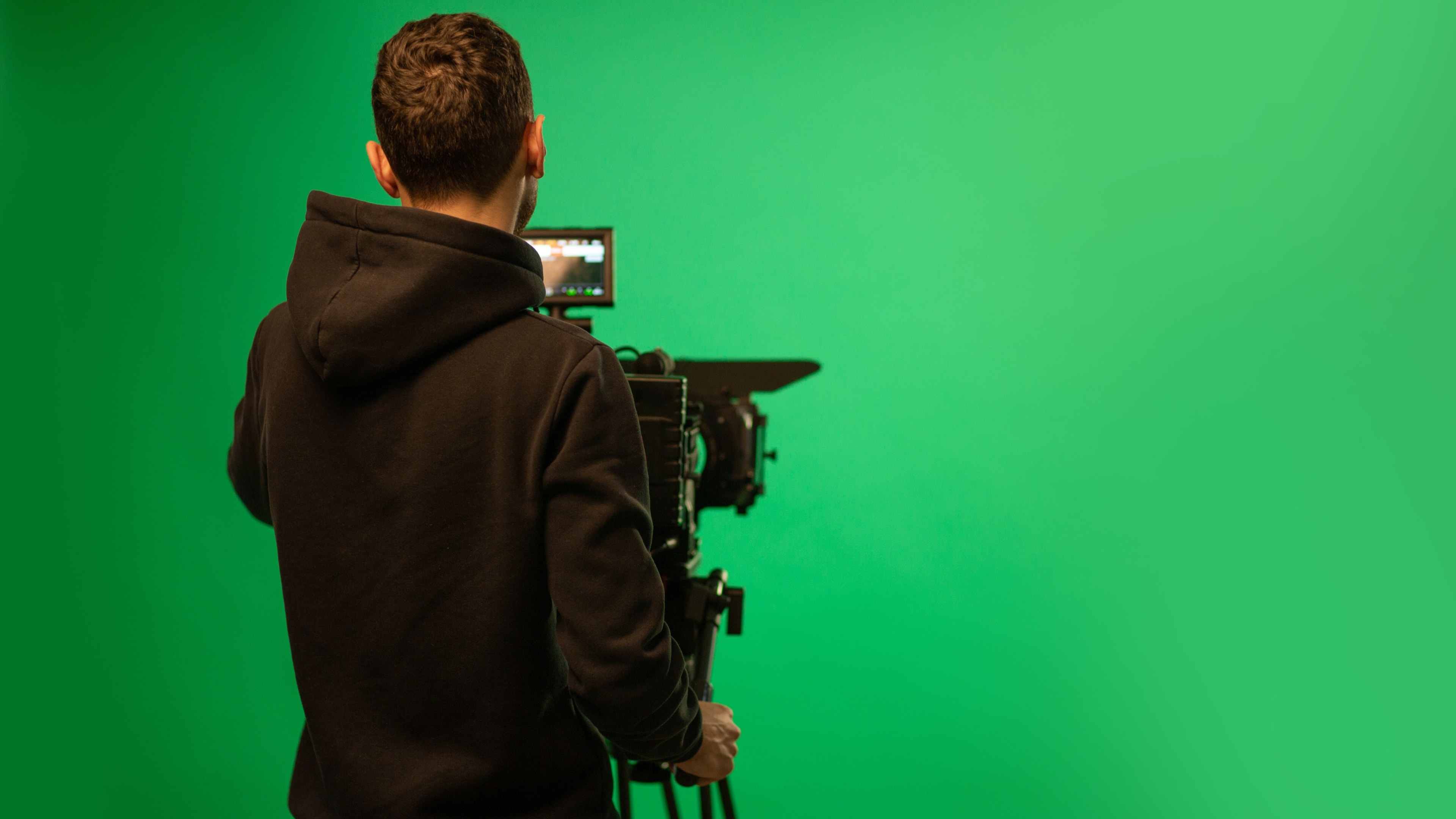 Green screen podczas kręcenia filmu reklamowego.