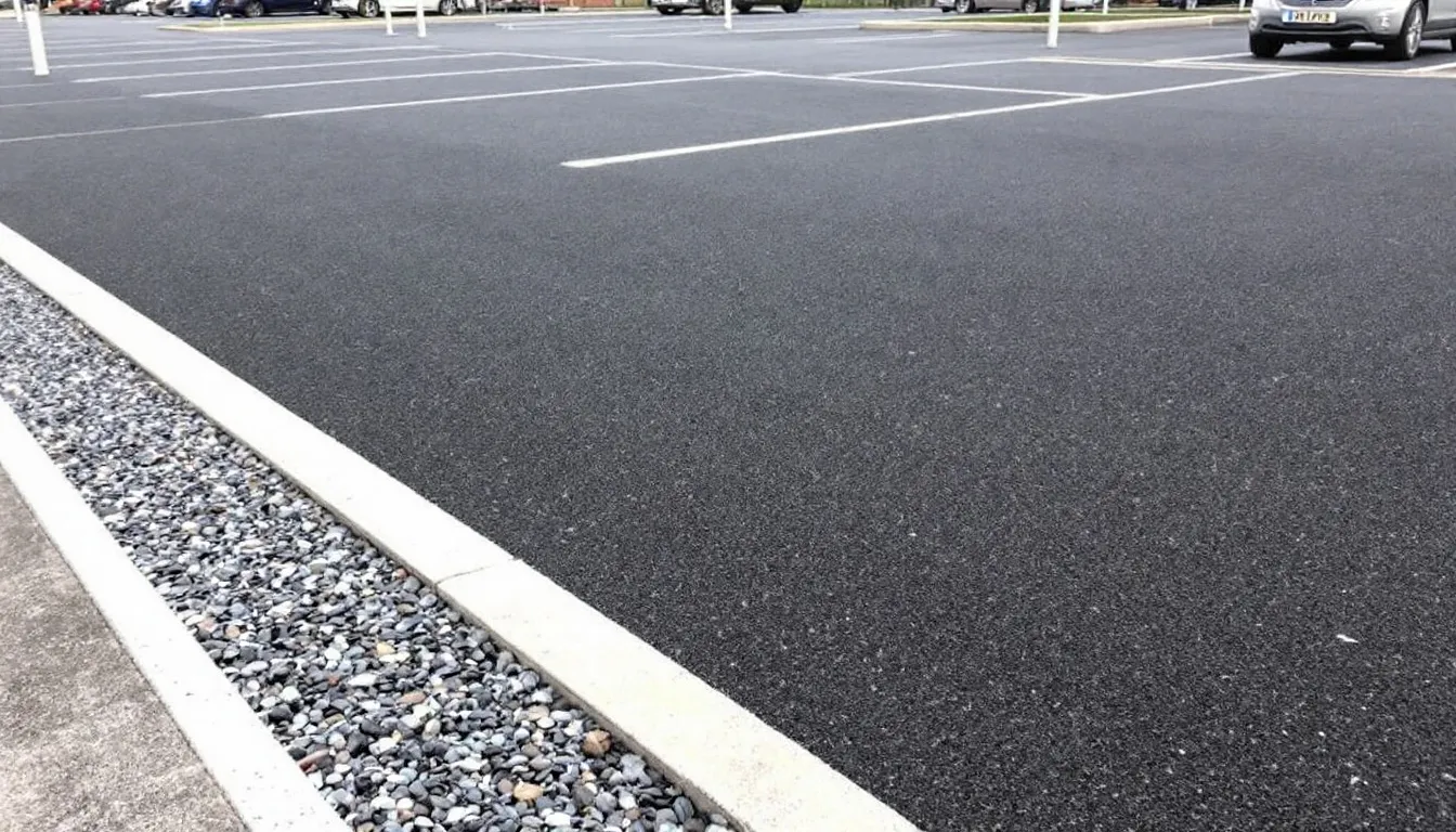 A visually appealing resin bound surfacing in a car park setting.
