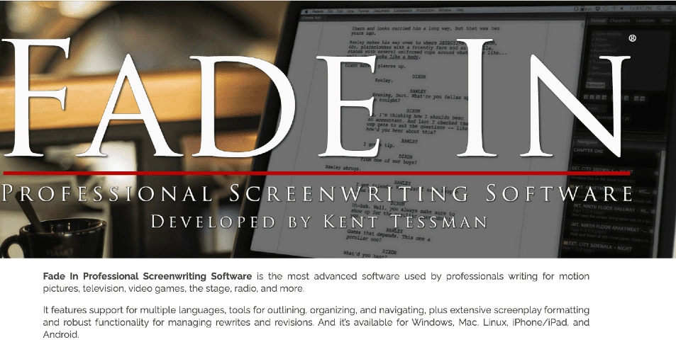 Software de escritura Fade In Script - descripción general