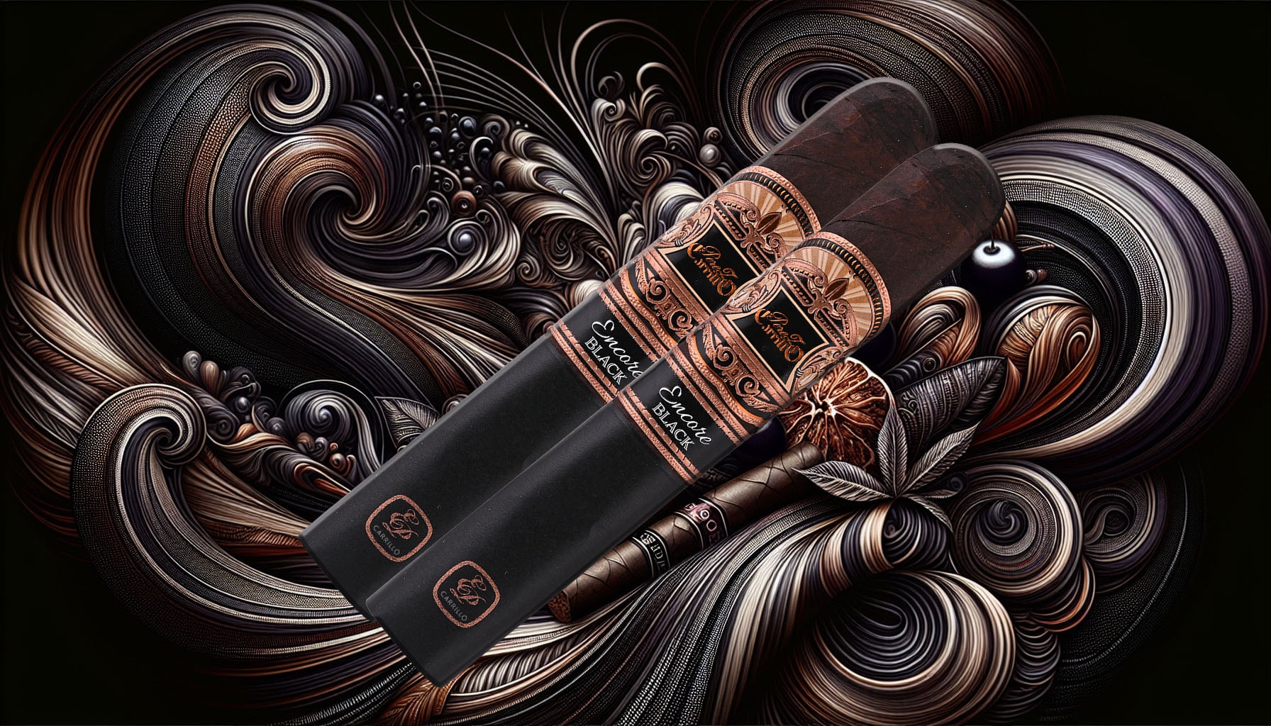 An artistic representation of the Encore Black cigar's flavor notes.