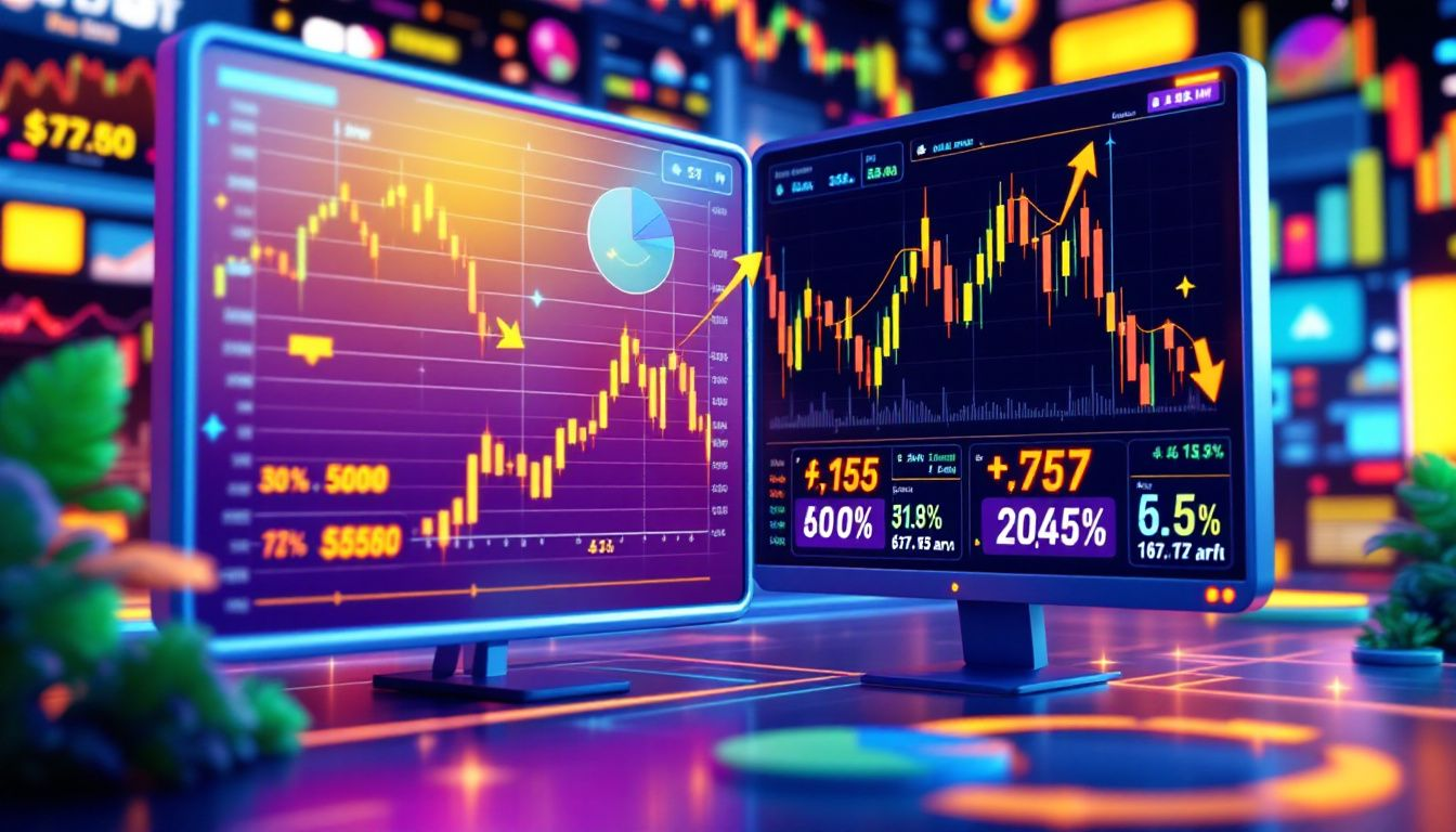 Analyzing penny stocks with charts showing price movements and fluctuations.