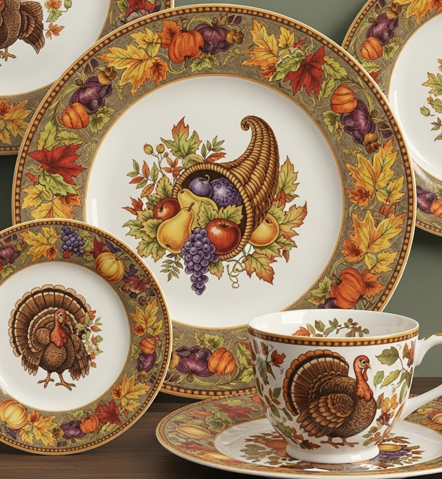thanksgiving plates, thanksgiving essentials, thanksgiving tablescape, beautiful thanksgiving place settings ready for the big meal