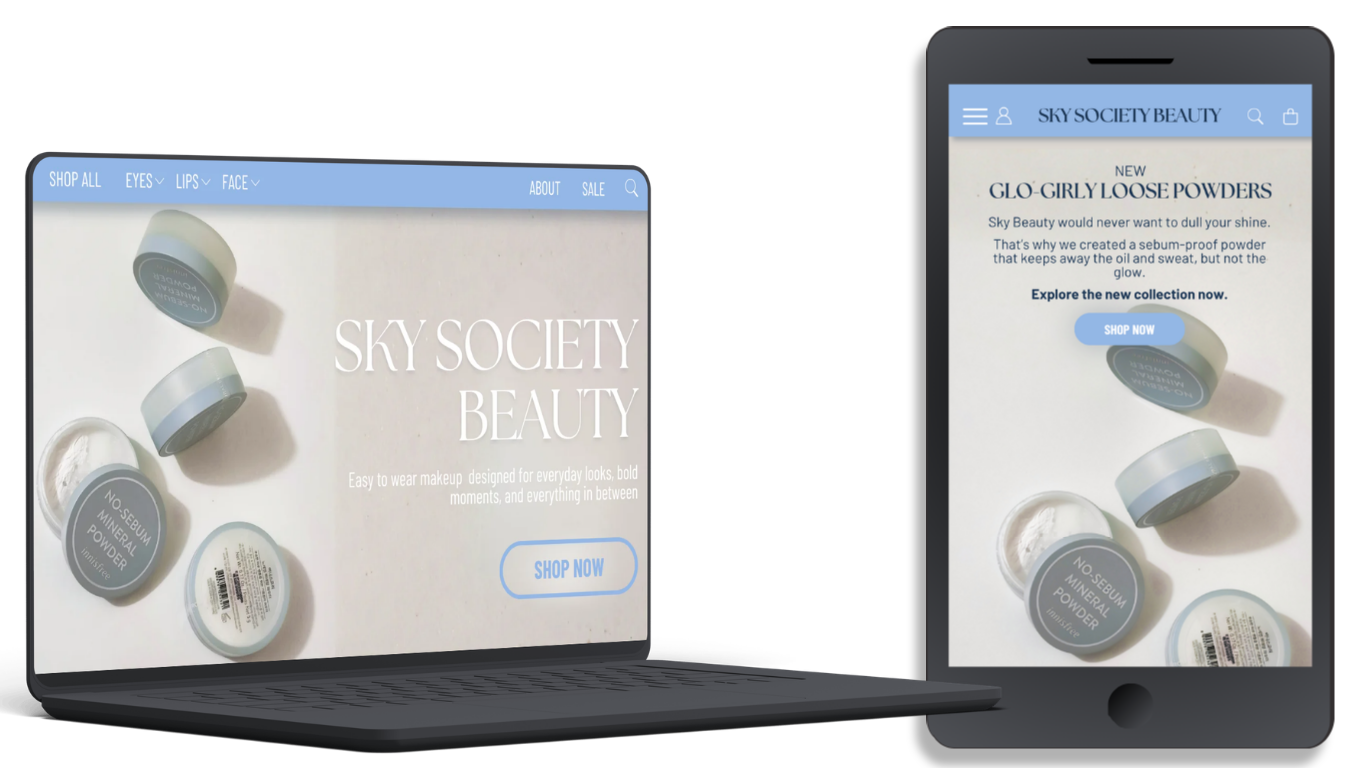 Comparison of a website's desktop and mobile layouts showing changes to navigation, content, and page design.