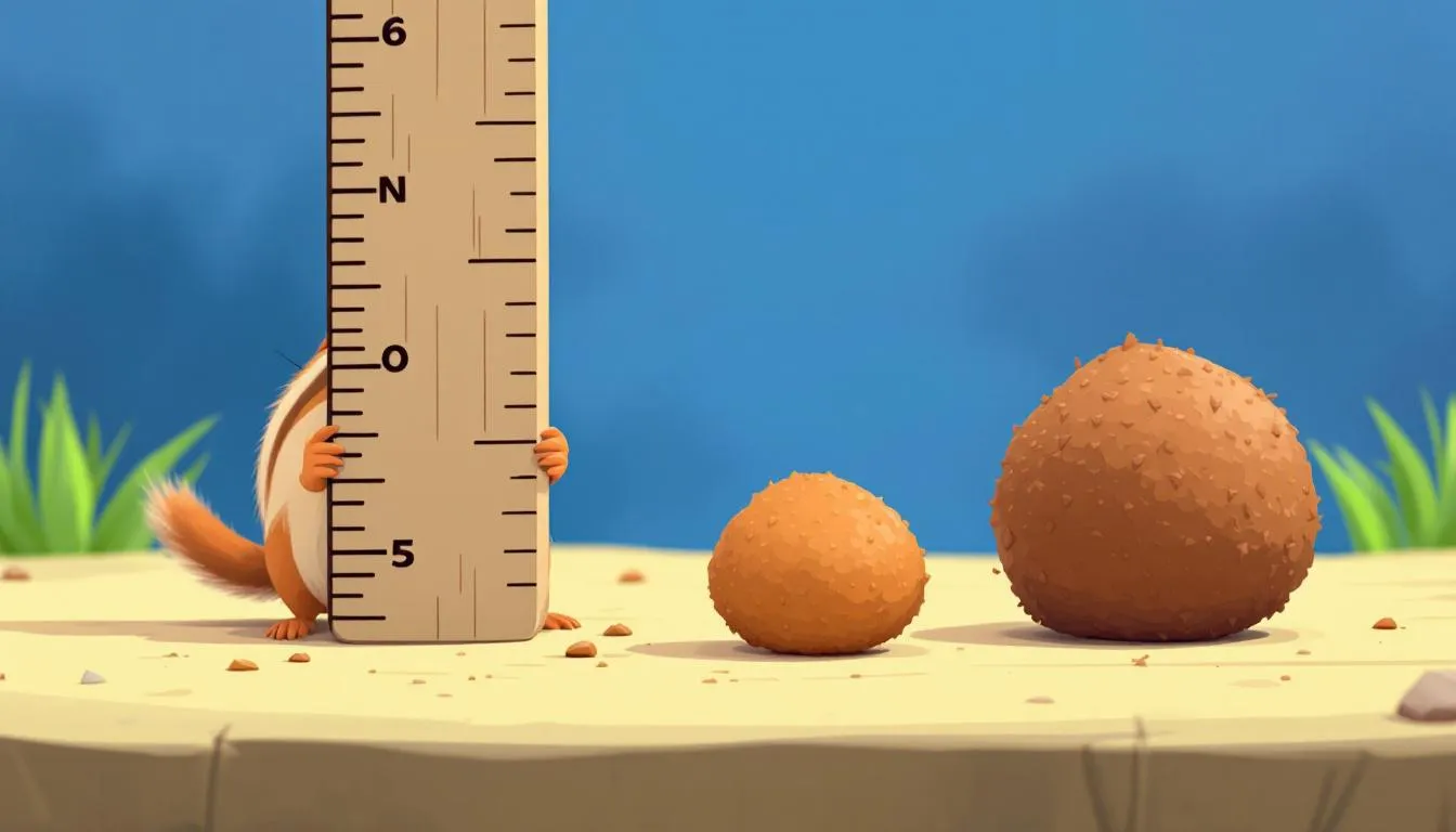 A ruler placed next to chipmunk droppings to show their size.