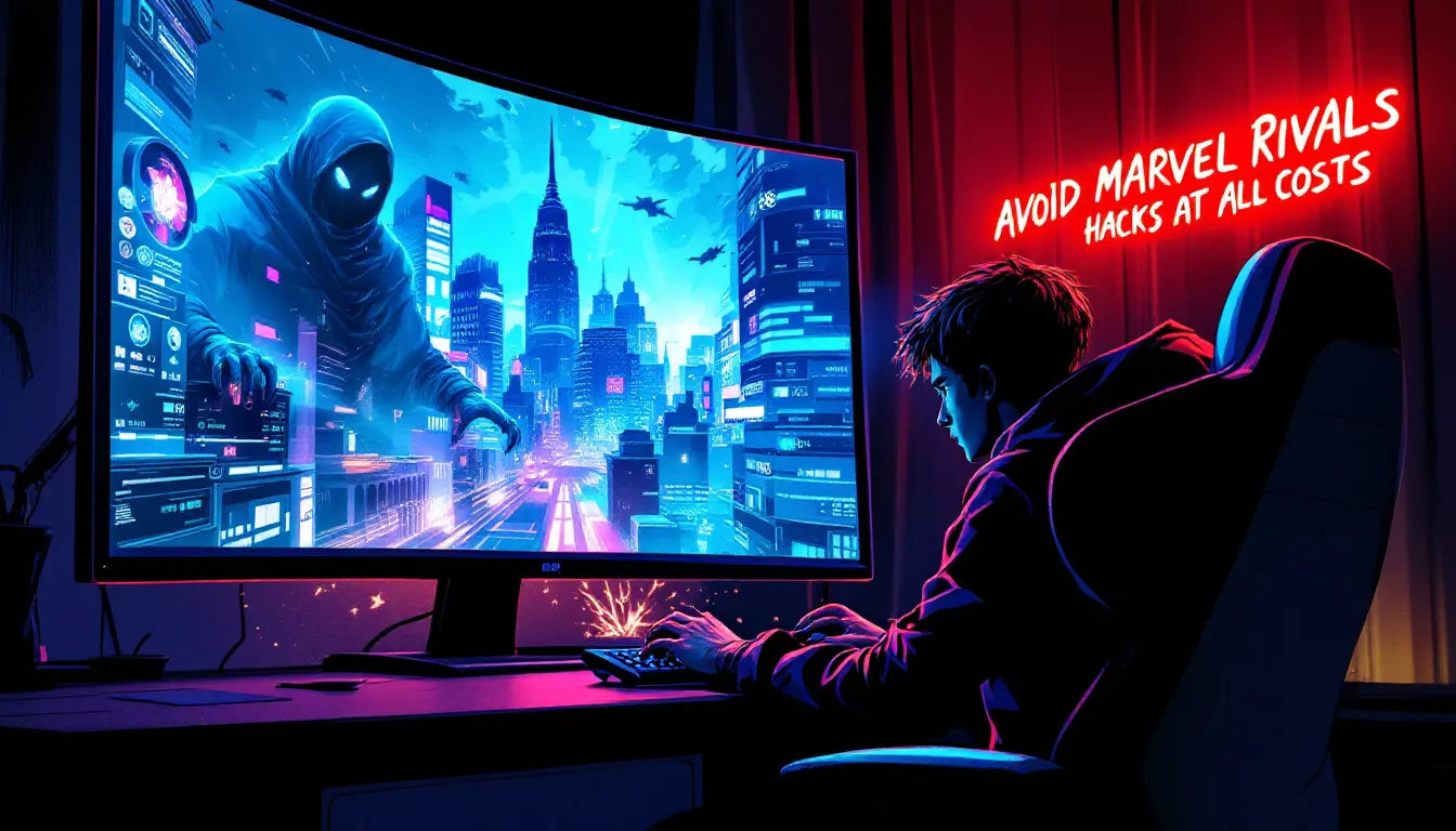 A representation of staying safe while using Marvel Rivals hacks.