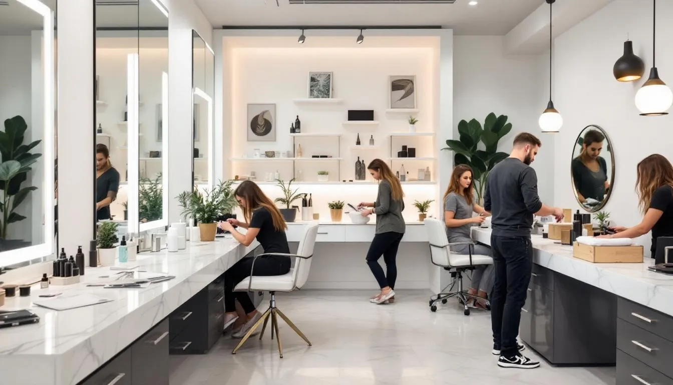 Preparativos para la inauguración de un salón de belleza.