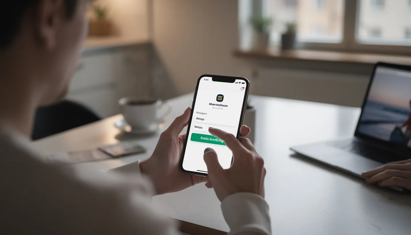 En person använder sin mobilbank för att göra en snabb överföring, vilket underlättar insättningar och uttag hos nano casino. Denna metod erbjuder spelare ett enkelt och säkert sätt att hantera sina speltransaktioner.