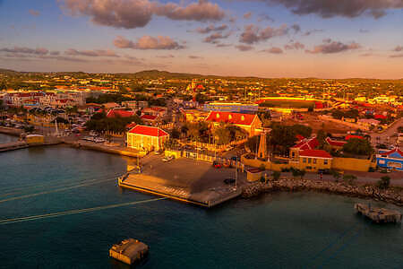 Overhead photo showing the evening time in Bonaire