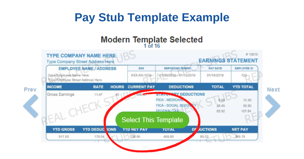 Paycheck stub templates with all the necessary information.
