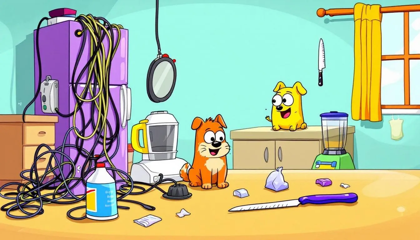 A selection of miscellaneous household dangers that can harm pets.