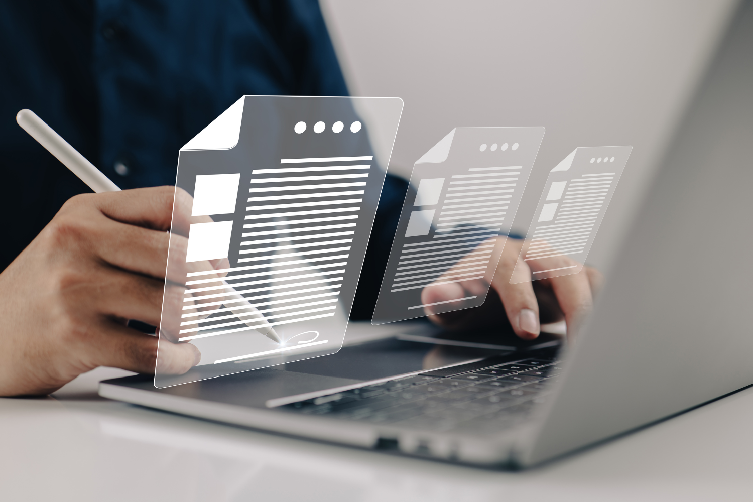 Person working on a laptop.