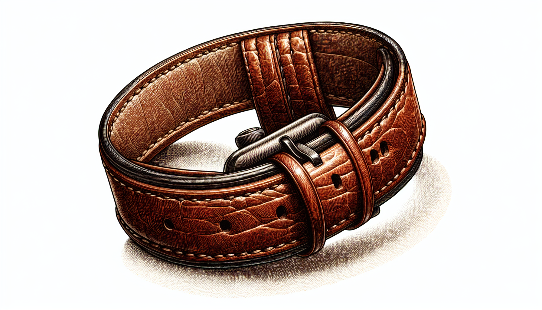 Illustration of a brown leather watch band