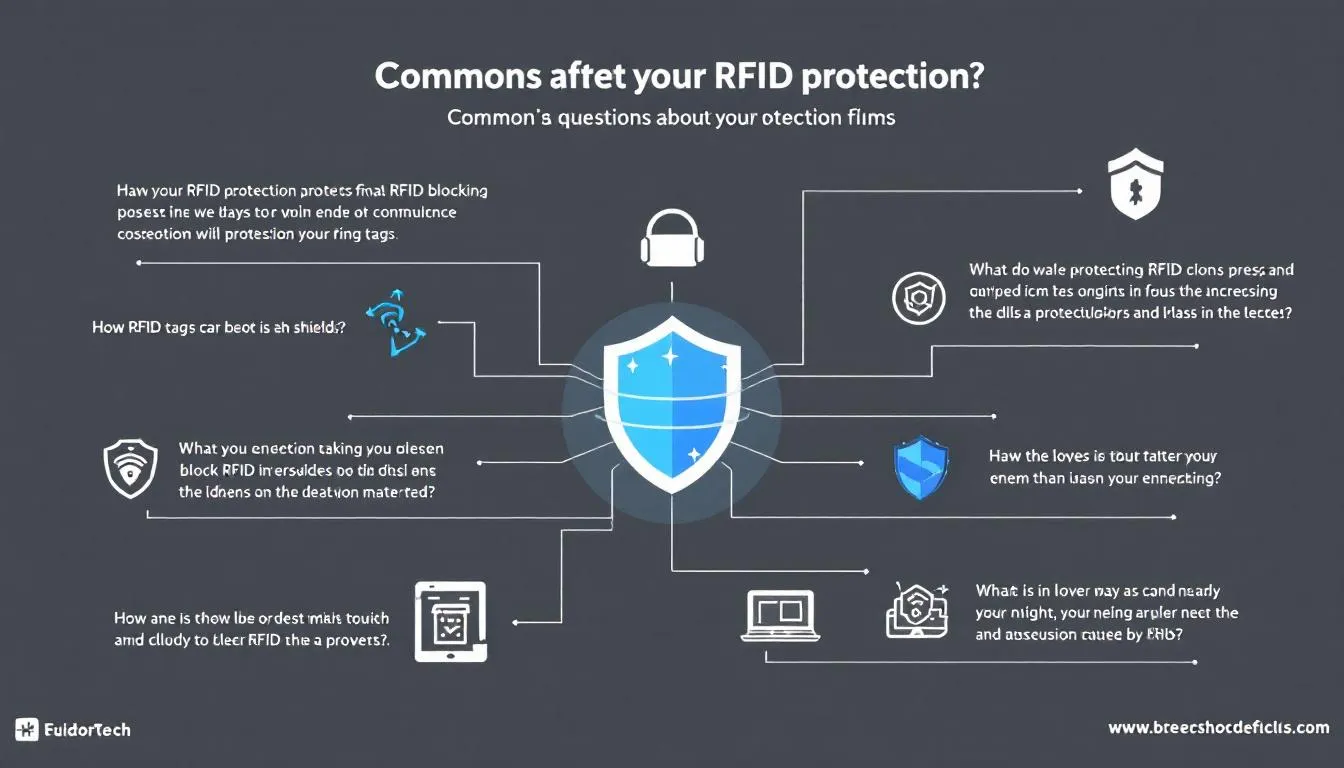 Een voorbeeld van veelgestelde vragen over RFID bescherming, weergegeven in een infographic.