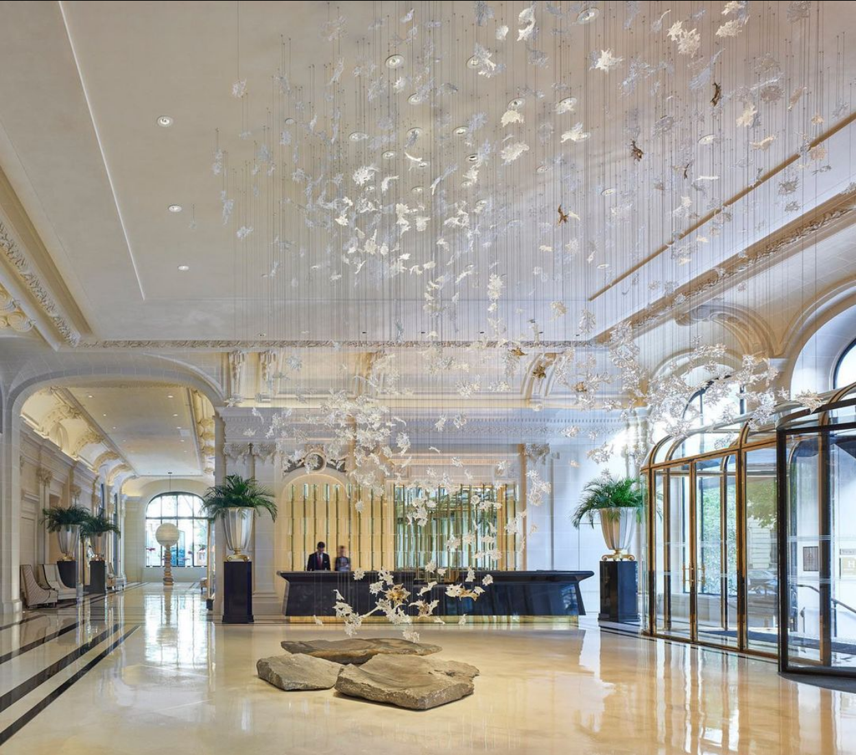 lobby at paris peninsula hotel 
