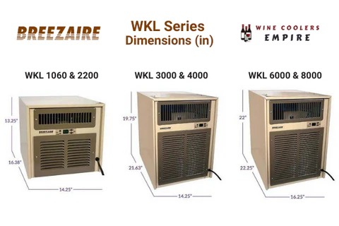 Breezaire wine cooling units dimensions