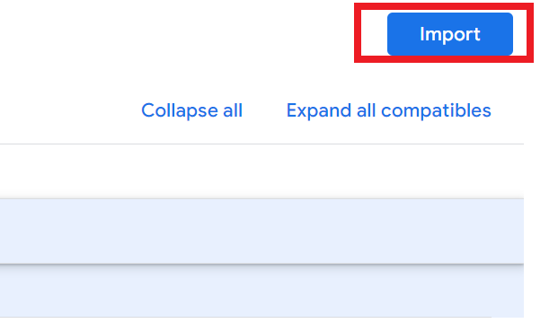 Clique sur le bouton Import