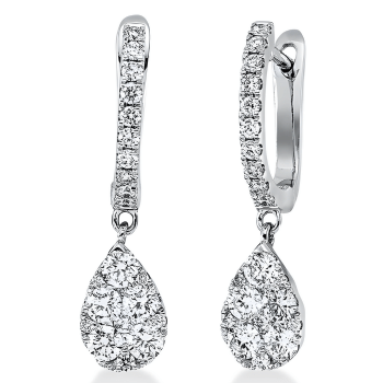 Balto aukso auskarai su deimantais, klasikinis modelis – fashiongold.lt