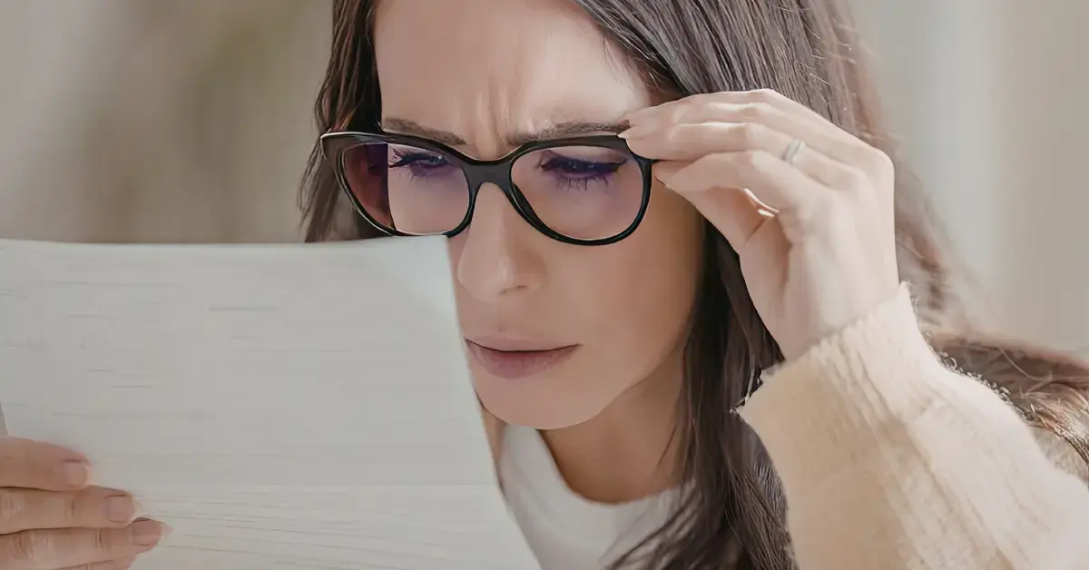 Woman reacting to IRS notice due to underreporting of income.