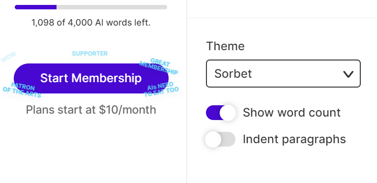 Sudowrite Start Membership