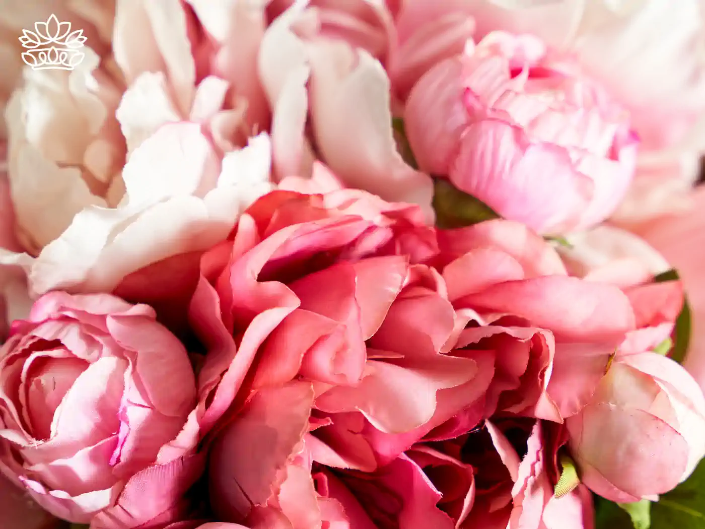 Close-up of a luxurious bouquet featuring pink and white peonies. Fabulous Flowers and Gifts, Luxury Flower Arrangements.