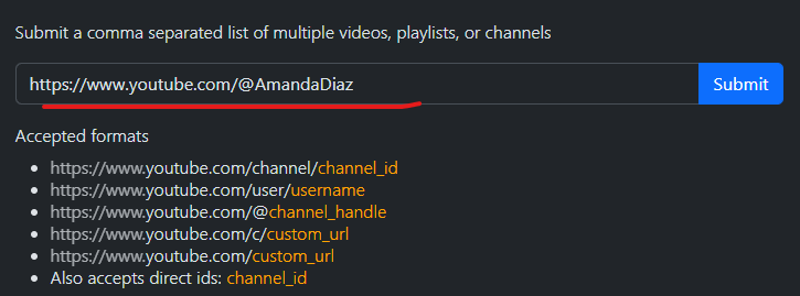 Screenshot from the MW geofind tool to search YouTube channels by location