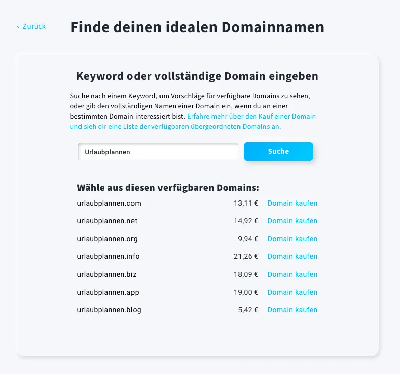 Printscreen Domain auswählen