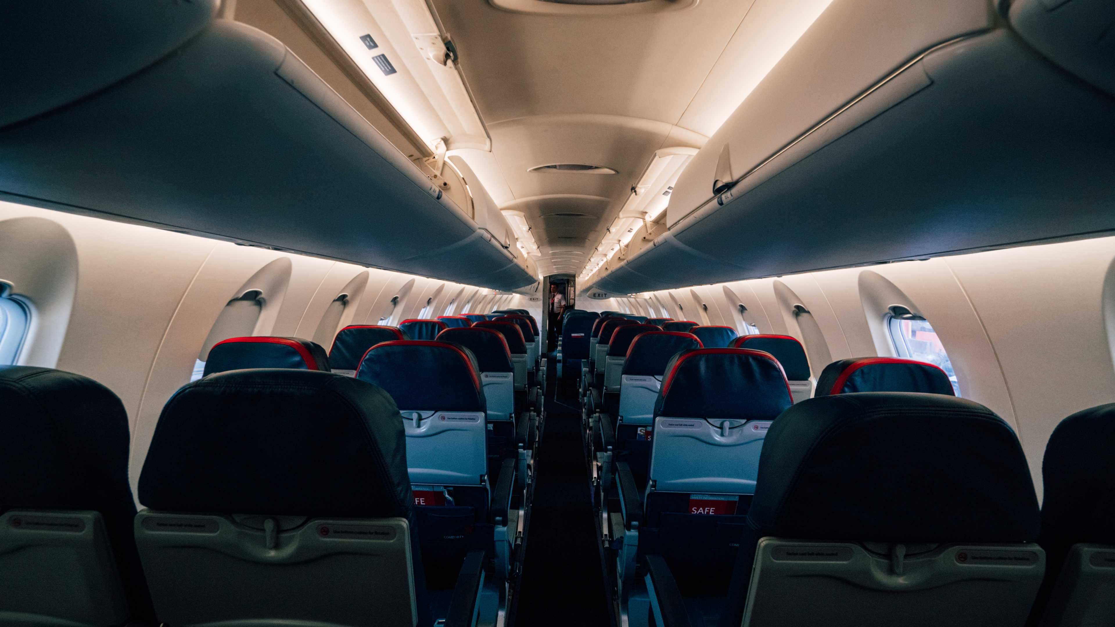 A completely empty airline plane