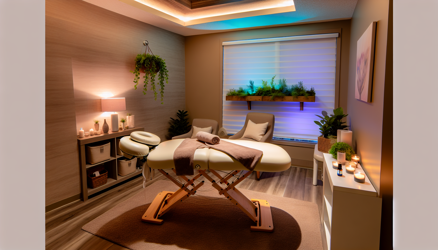 A serene massage room in Sherwood Park